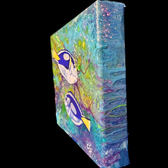 Original Acrylic Painting Collectible Artist Signed CASSANDRA ~ Gone Swimming - Picture 2 of 3